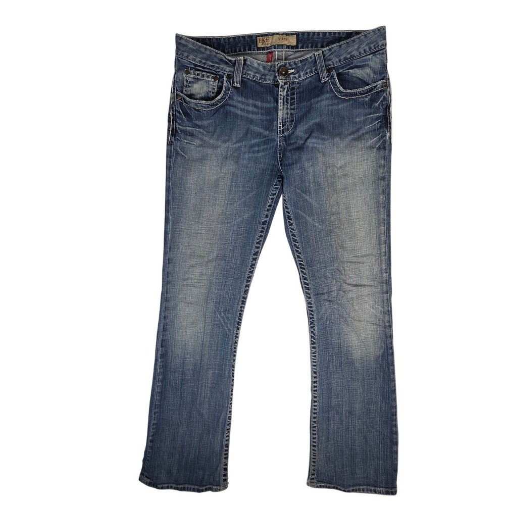 BKE Kate Womens 32x33.5 Medium Wash Bootcut Jeans Embroidered Pockets